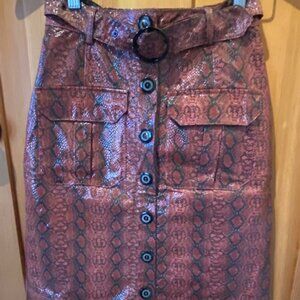 Urban Outfitters Red Wine Snake Skin Vinyl Mini Skirt Size XS